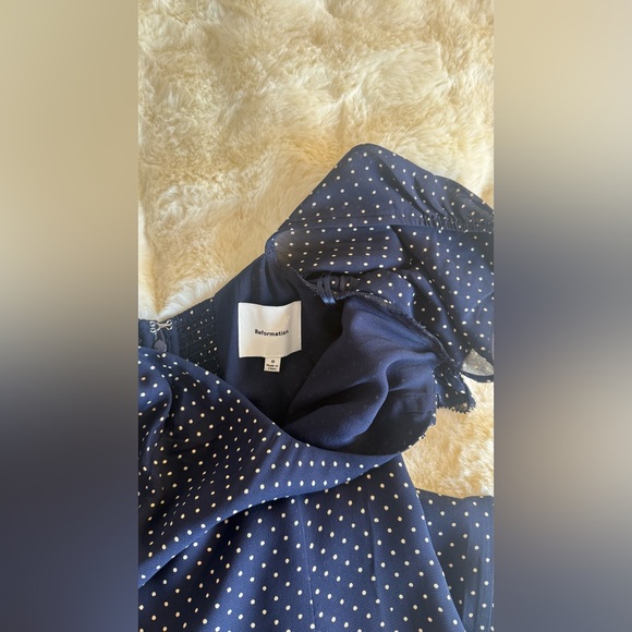 Reformation Navy Polka Dot Midi Dress - Picture 12 of 15